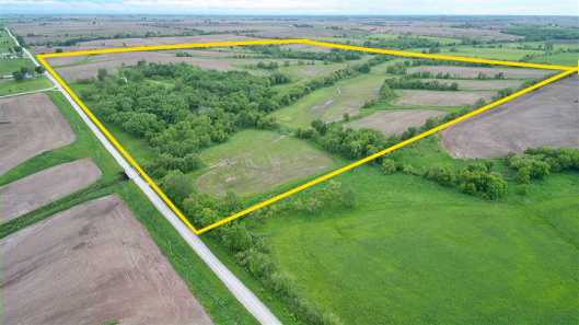 Aerial view of Iowa land for sale